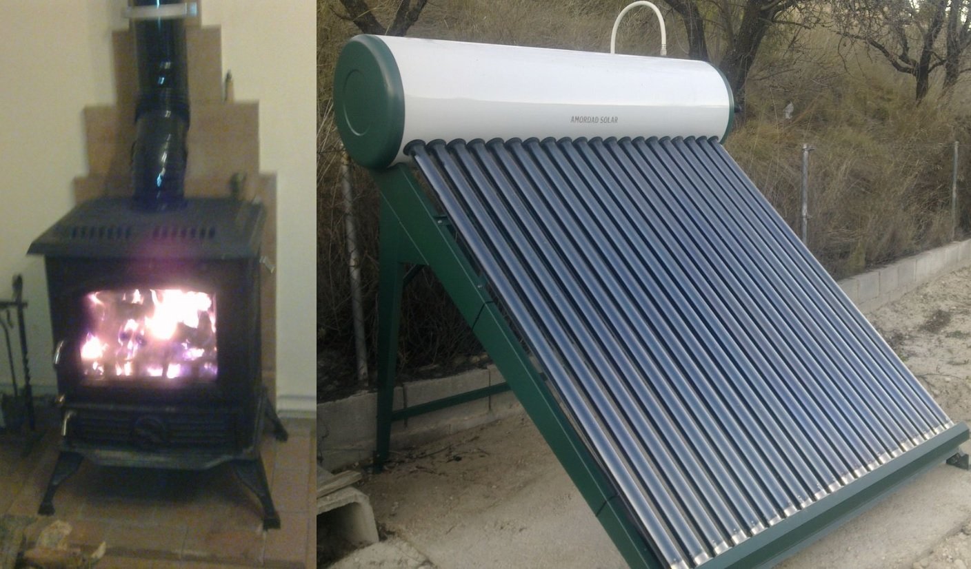 Instalación de calefacción caldera de biomasa energía solar