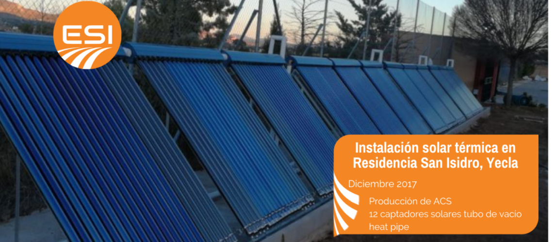 instalación energía solar térmica para producir ACS en residencia de ancianos San Isidro, Yecla, ESI Renovables